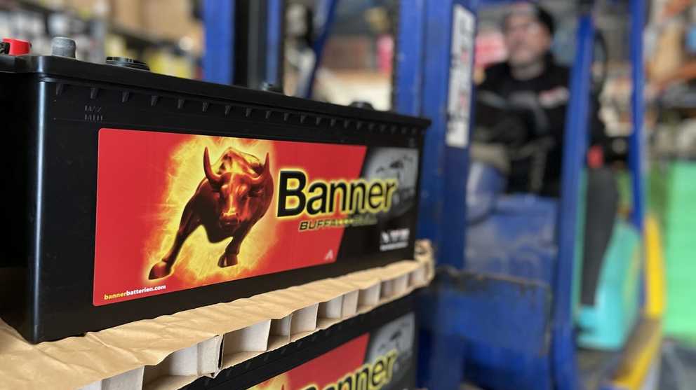 Banner battery on fork lift