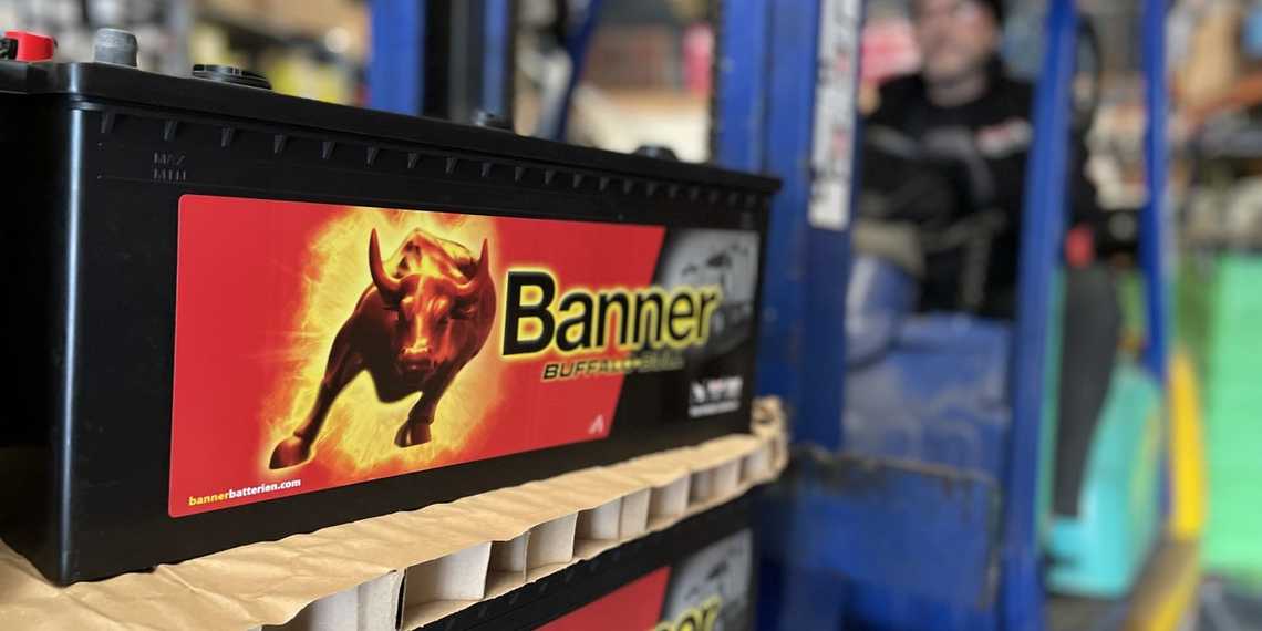 Banner battery on fork lift