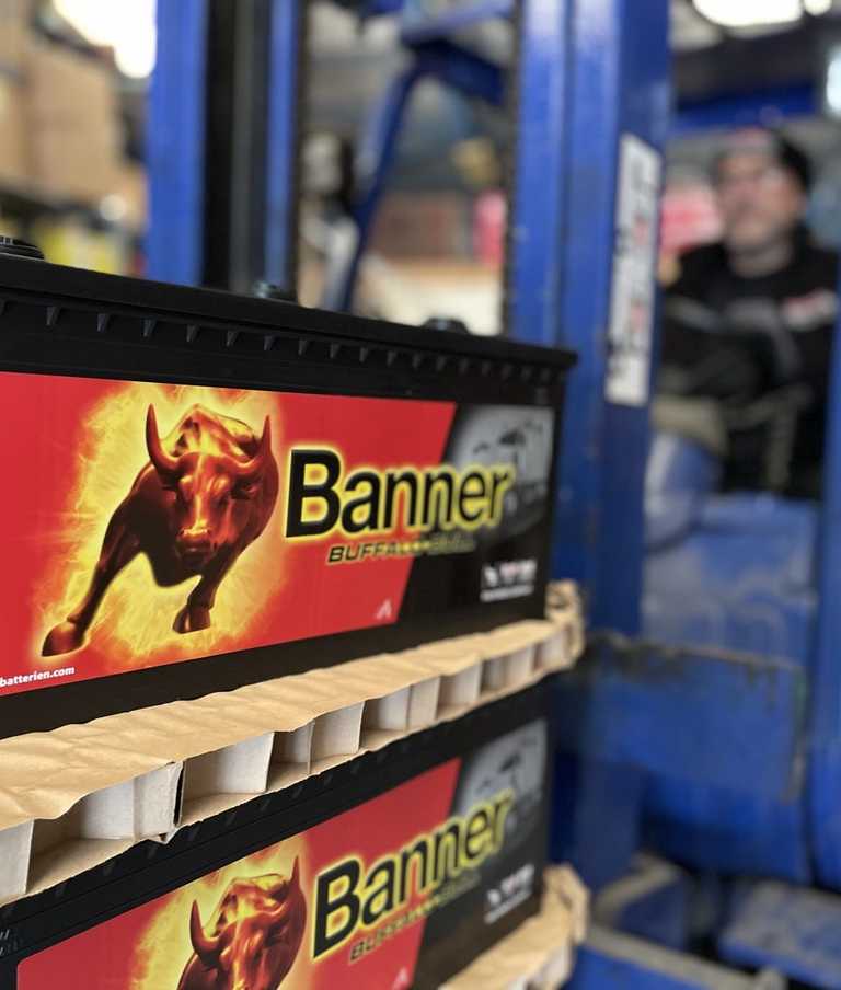 Banner battery on fork lift